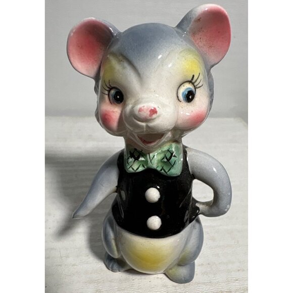 Mice Salt & Pepper Shakers Vintage Athropomorphic Linking Arms Kitsch Cute Japan - Picture 8 of 13